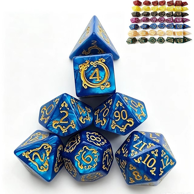 Board Game Dnd - 7Pcs Dragon Pattern Polyhedral DND Dice