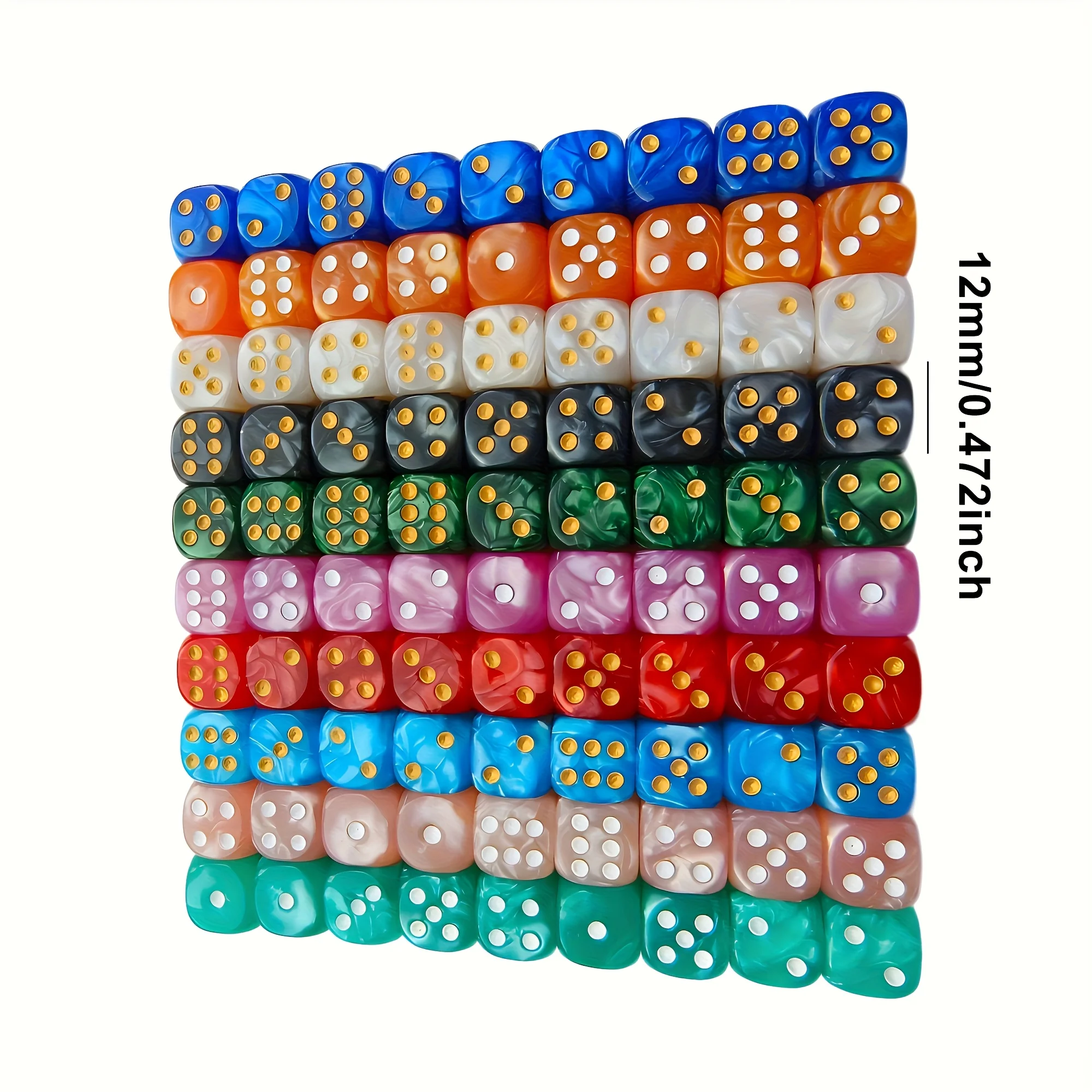 10Pcs 12mm Pearl Swirl D6 Dice - đánh giá và giá Board Game Loop