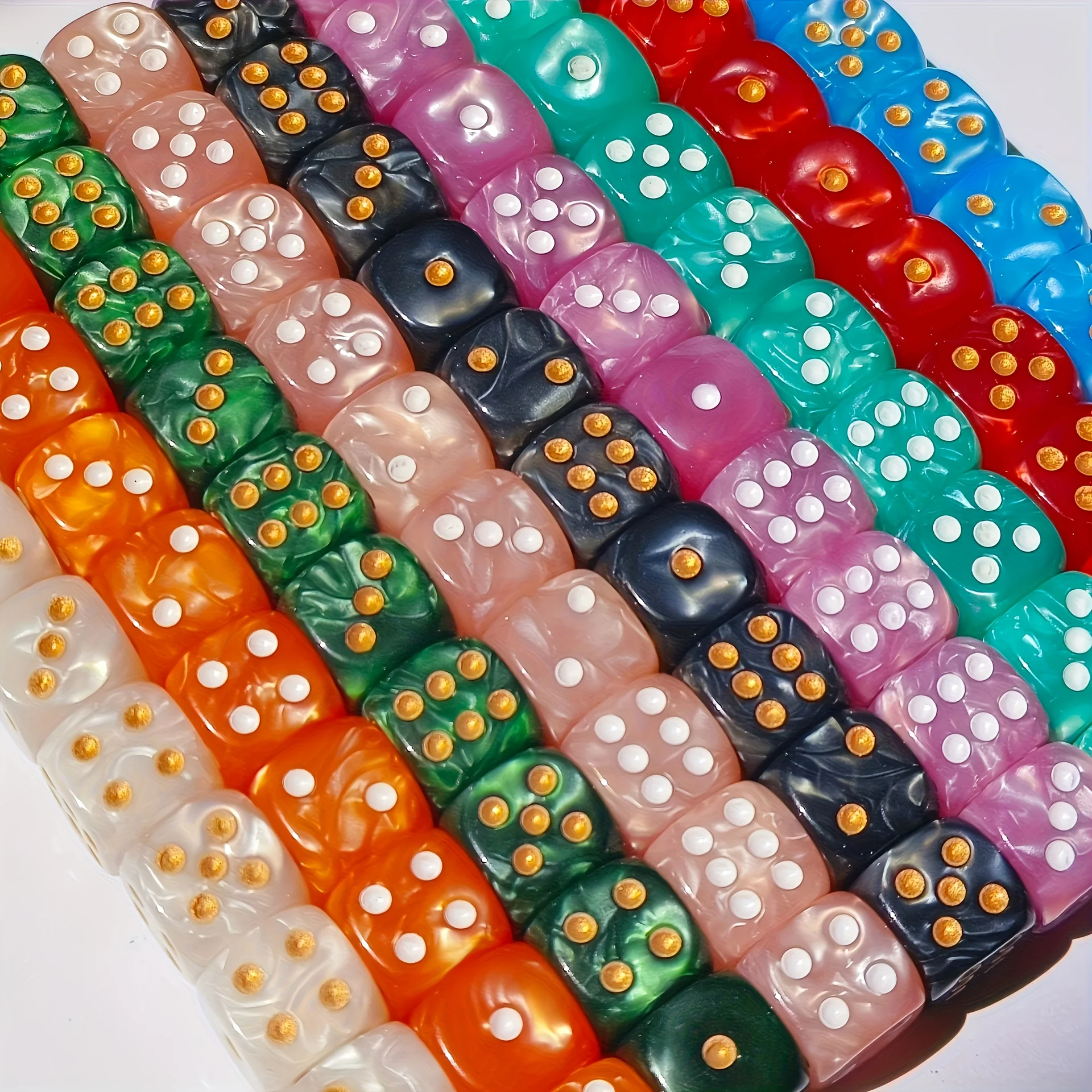 10Pcs 12mm Pearl Swirl D6 Dice - đánh giá và giá Board Game Loop