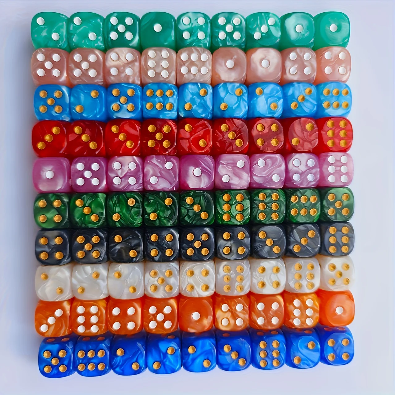 10Pcs 12mm Pearl Swirl D6 Dice - đánh giá và giá Board Game Loop