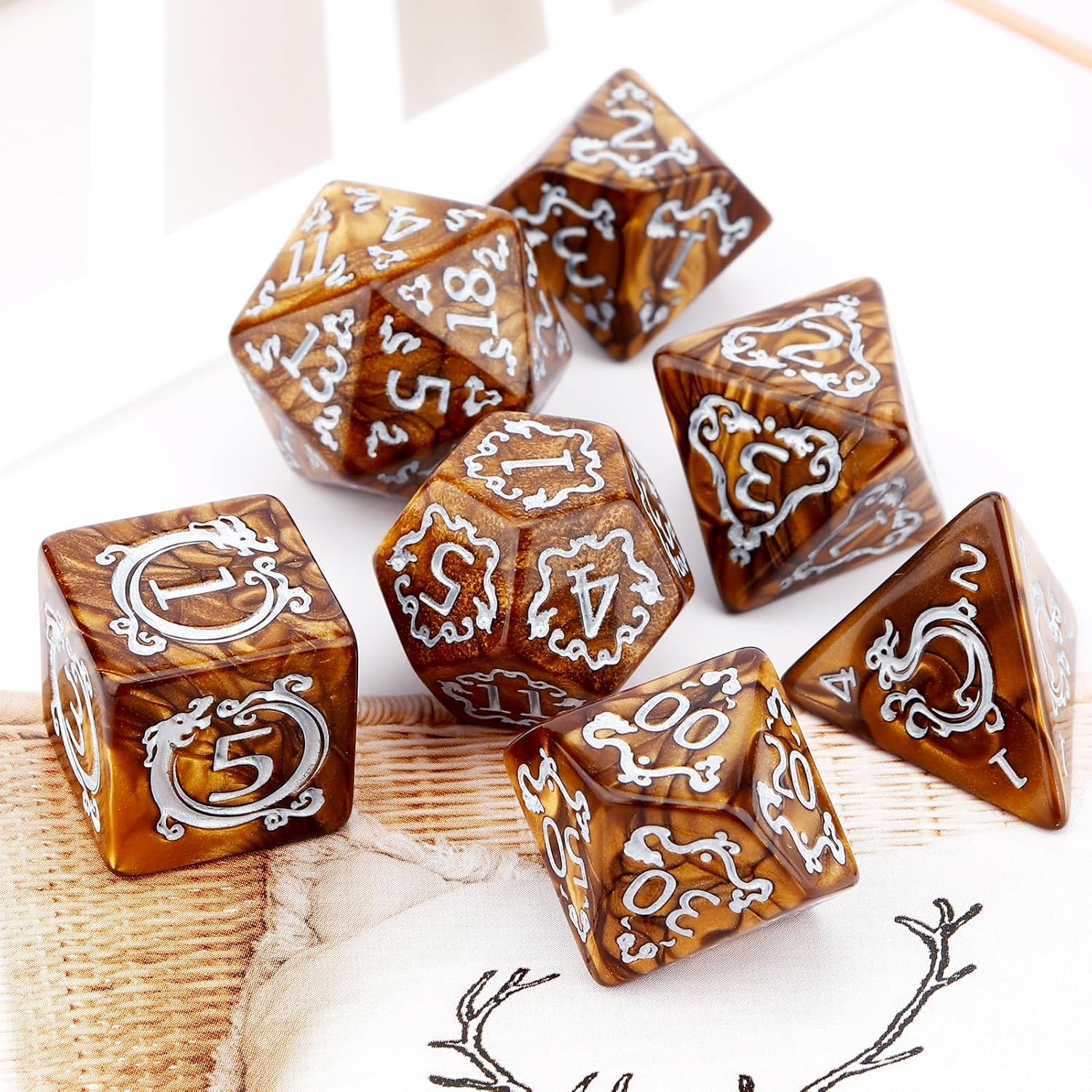 7Pcs Set DND Dice Dragon Patte - đánh giá và giá Board Game Dnd