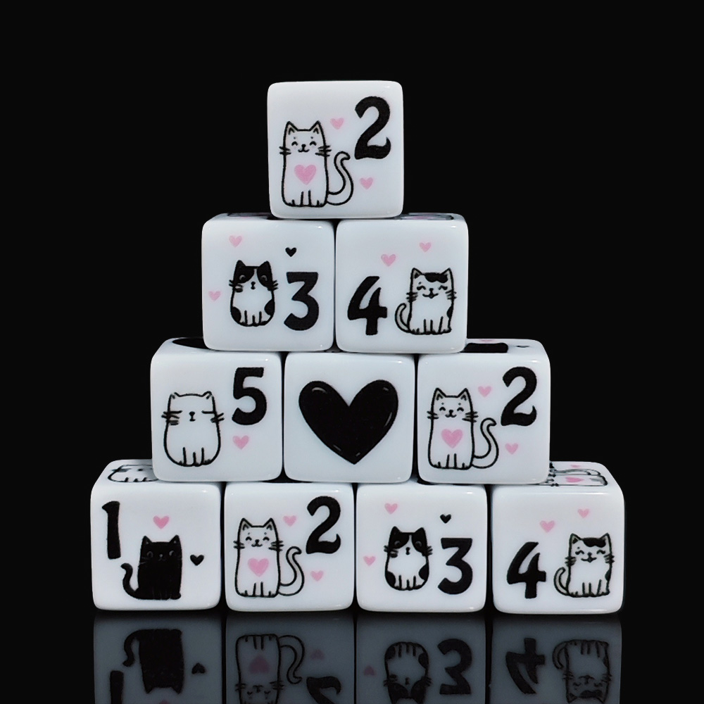 12Pcs/Set 16mm Cute Cat Dice,  - đánh giá và giá Board Game Dnd