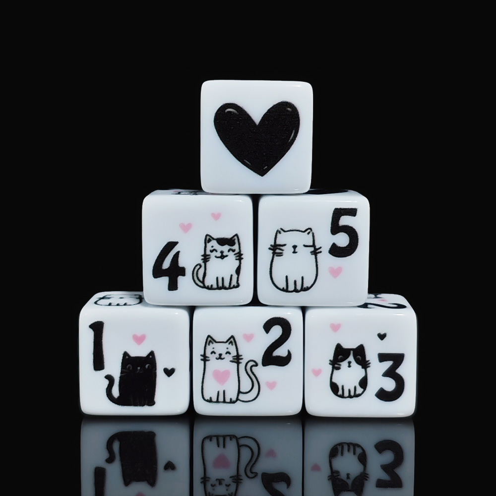 12Pcs/Set 16mm Cute Cat Dice,  - đánh giá và giá Board Game Dnd