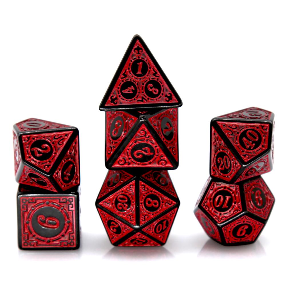 7Pcs Black Red Acrylic Polyhed - đánh giá và giá Board Game Dnd