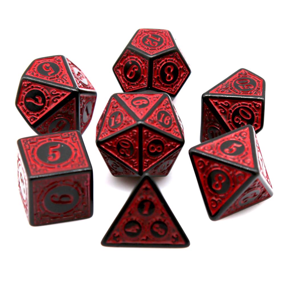 7Pcs Black Red Acrylic Polyhed - đánh giá và giá Board Game Dnd